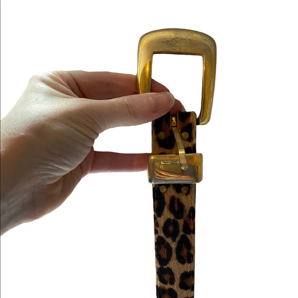 Calf Hair and Leather Leopard Belt